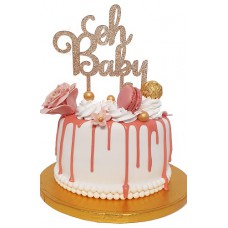 Cake topper oh baby goud rosé glitter